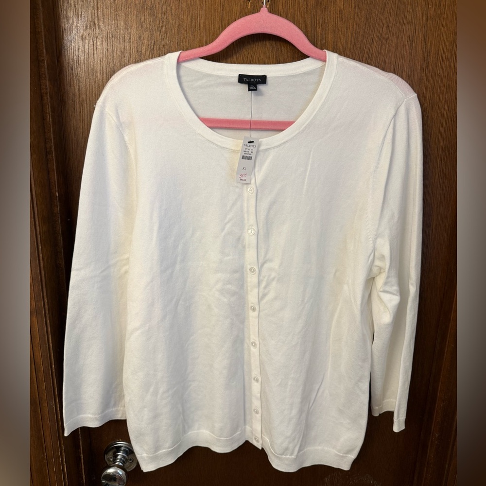 Talbots Women's White Button Cardigan Size XL